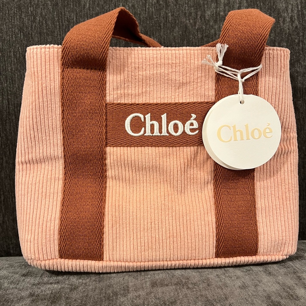 Chloé pink corduroy hand bag. Brand new with tags